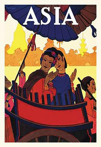 Burma-The Golden Landscape with Title, 1925 White Modern Wood Framed Art Print with Double Matting by McIntosh, Frank