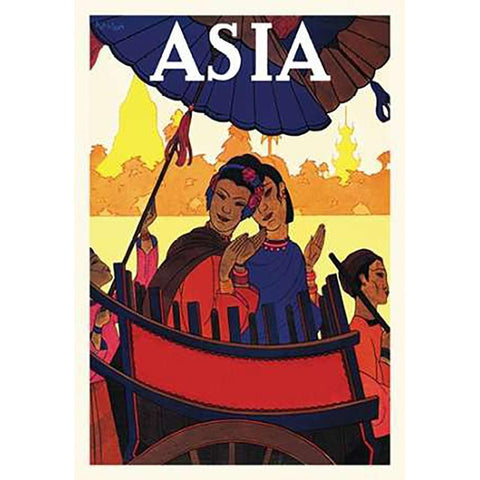 Burma-The Golden Landscape with Title, 1925 Black Modern Wood Framed Art Print by McIntosh, Frank