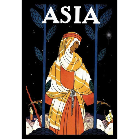 Palestine - Starlight with Title, 1925 Black Modern Wood Framed Art Print by McIntosh, Frank