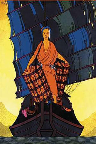 China-Cargoes, 1925 White Modern Wood Framed Art Print with Double Matting by McIntosh, Frank