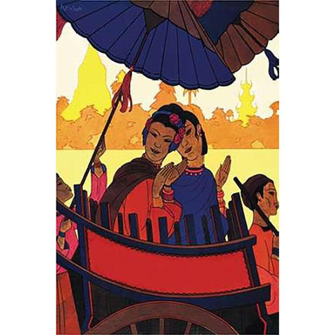Burma-The Golden Landscape, 1925 Black Modern Wood Framed Art Print with Double Matting by McIntosh, Frank