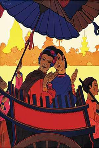 Burma-The Golden Landscape, 1925 White Modern Wood Framed Art Print with Double Matting by McIntosh, Frank