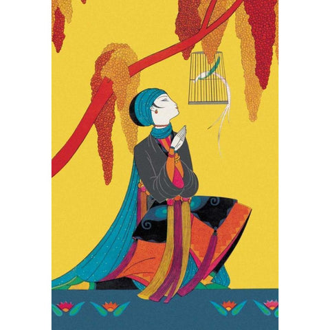 The Talking Bird, 1926 Black Modern Wood Framed Art Print with Double Matting by McIntosh, Frank