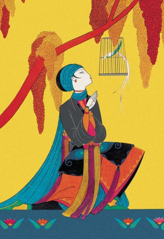 The Talking Bird, 1926 White Modern Wood Framed Art Print with Double Matting by McIntosh, Frank