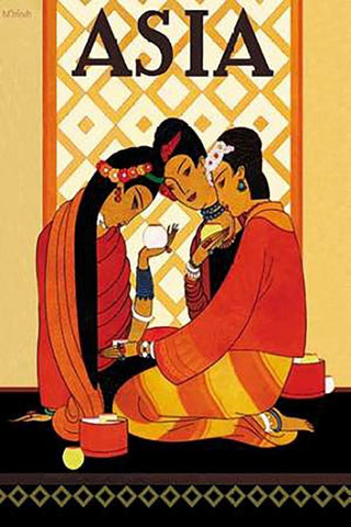 Burm Gossip with Title, 1926 Black Ornate Wood Framed Art Print with Double Matting by McIntosh, Frank