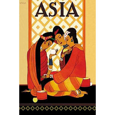 Burm Gossip with Title, 1926 Black Modern Wood Framed Art Print by McIntosh, Frank