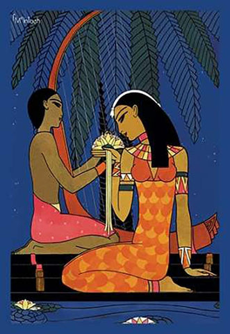 Egypt - The Lotus No Title, 1926 Black Ornate Wood Framed Art Print with Double Matting by McIntosh, Frank