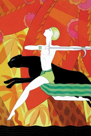 Mowgli and the Black Panther, 1926 White Modern Wood Framed Art Print with Double Matting by McIntosh, Frank