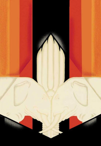 The Ivory Elephants, 1927 Black Ornate Wood Framed Art Print with Double Matting by McIntosh, Frank