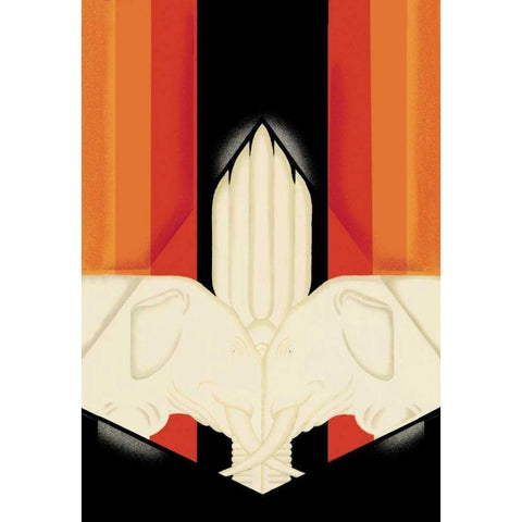 The Ivory Elephants, 1927 Gold Ornate Wood Framed Art Print with Double Matting by McIntosh, Frank