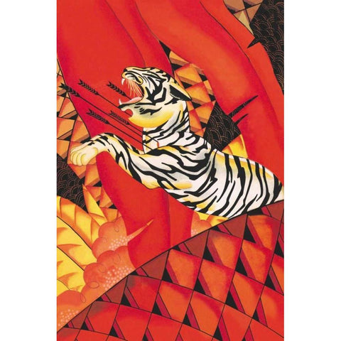 Tiger!, 1928 White Modern Wood Framed Art Print by McIntosh, Frank