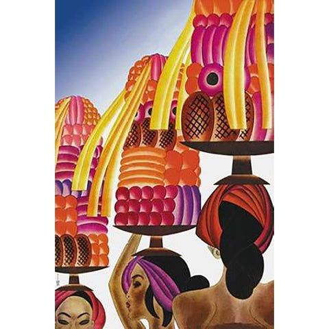 The Balinese Go Templewards, 1931 White Modern Wood Framed Art Print by McIntosh, Frank