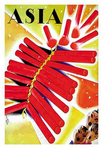 Chinese Fire Crackers with Title, 1932 White Modern Wood Framed Art Print with Double Matting by McIntosh, Frank
