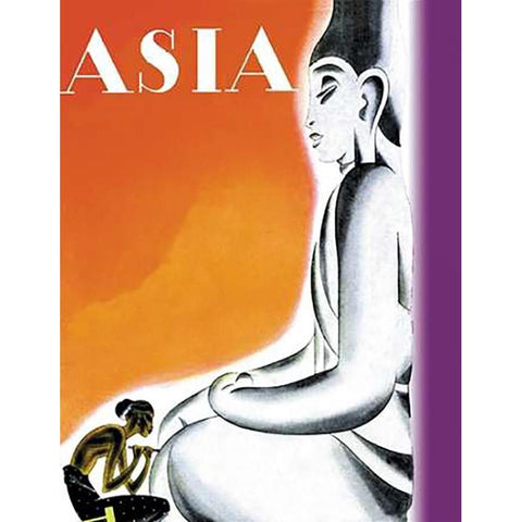 Burmese Sculptor at the Knees of Buddha with Title, 1933 Black Modern Wood Framed Art Print by McIntosh, Frank