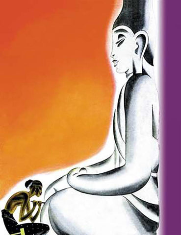 Burmese Sculptor at the knees of Buddha, 1933 White Modern Wood Framed Art Print with Double Matting by McIntosh, Frank