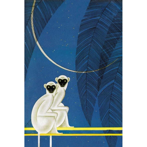 New Moon Black Modern Wood Framed Art Print with Double Matting by McIntosh, Frank