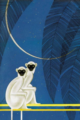 New Moon White Modern Wood Framed Art Print with Double Matting by McIntosh, Frank