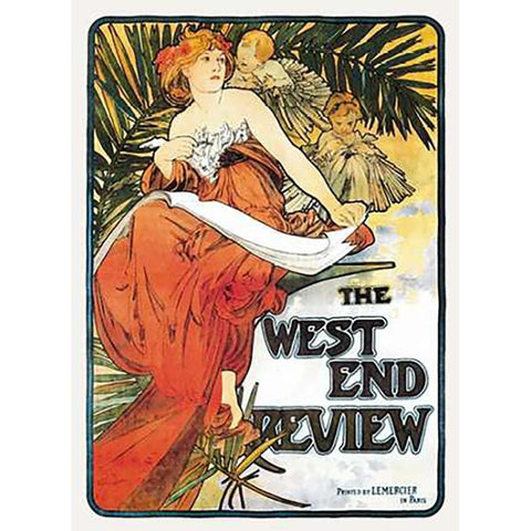 The West End Review, 1898 Black Modern Wood Framed Art Print with Double Matting by Mucha, Alphonse