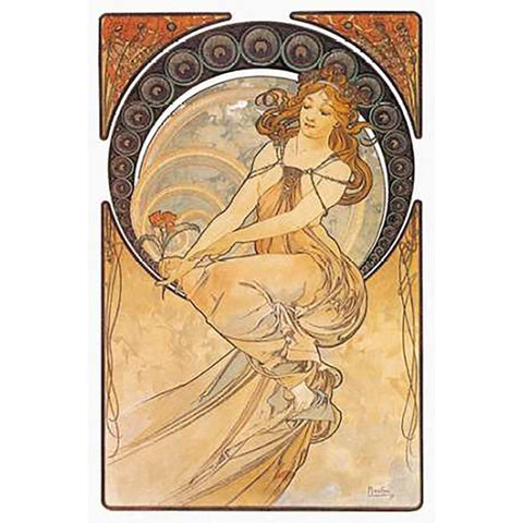 Painting Gold Ornate Wood Framed Art Print with Double Matting by Mucha, Alphonse