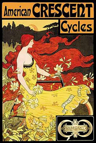 American Crescent Cycles, 1901 White Modern Wood Framed Art Print with Double Matting by Ramsdell, Fred