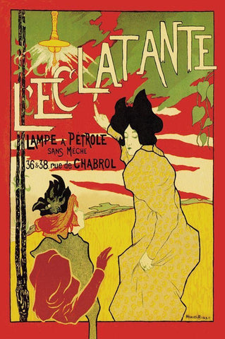 LEclatante - The Brilliant Lamp, 1895 Black Ornate Wood Framed Art Print with Double Matting by Robbe, Manuel