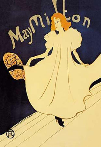 May Milton on Stage White Modern Wood Framed Art Print with Double Matting by Toulouse-Lautrec, Henri