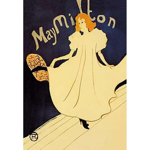 May Milton on Stage Black Modern Wood Framed Art Print with Double Matting by Toulouse-Lautrec, Henri