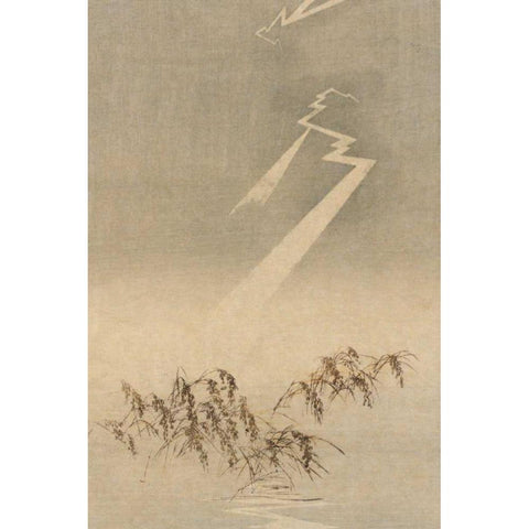 Thunder and lightning over rice grain, 1900 Black Modern Wood Framed Art Print with Double Matting by Unknown