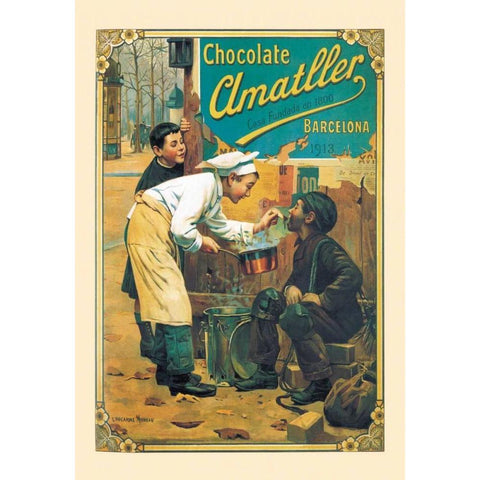 Chocolate Amatller, 1913 White Modern Wood Framed Art Print by Unknown