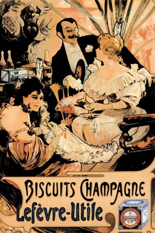 Biscuits Champagne Black Ornate Wood Framed Art Print with Double Matting by Unknown