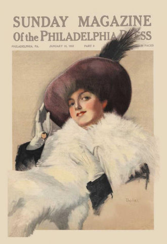 Sunday Magazine of the Philadelphia Press White Modern Wood Framed Art Print with Double Matting by Unknown