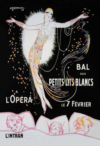 Dance of the Little White Lights Black Ornate Wood Framed Art Print with Double Matting by Unknown