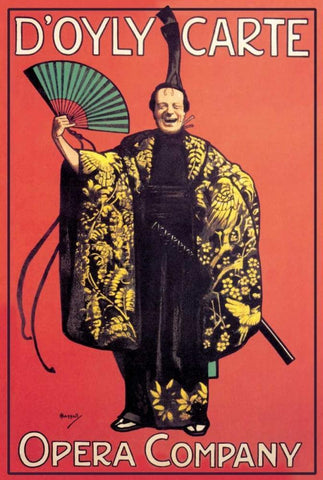D Oyly Carte Opera Company (Asian Costume) White Modern Wood Framed Art Print with Double Matting by Unknown