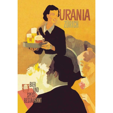 Urania Bier und Speise Restaurant White Modern Wood Framed Art Print by Unknown