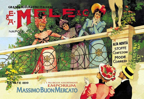 The Great Italian Store and Emporium, E. A. Mele, 1898 Black Ornate Wood Framed Art Print with Double Matting by Villa, Aleardo