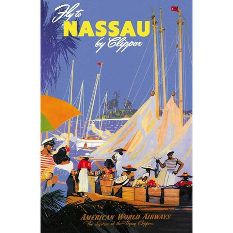 Fly to Nassau by Clipper White Modern Wood Framed Art Print by Von Arenburg