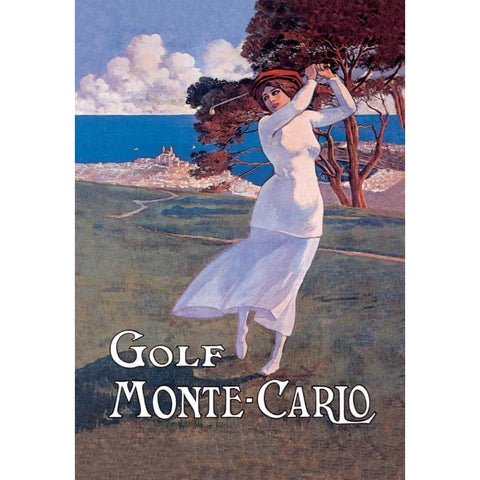 Golf Monte Carlo, 1900 White Modern Wood Framed Art Print by Ximines, Elio