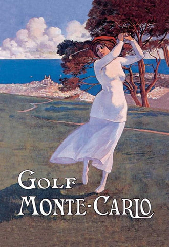 Golf Monte Carlo, 1900 White Modern Wood Framed Art Print with Double Matting by Ximines, Elio