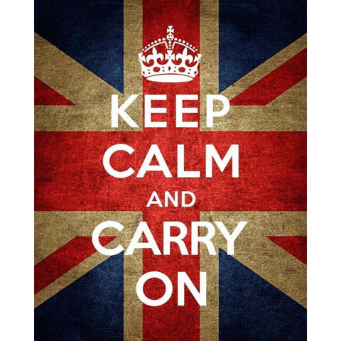 Keep Calm and Carry On - Union Jack White Modern Wood Framed Art Print by The British Ministry of Information