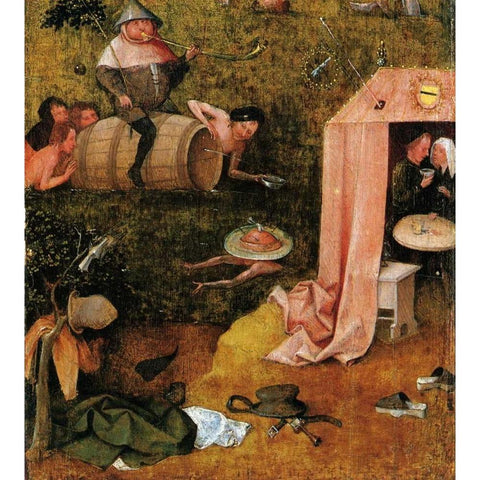 Allegory Of Gluttony And Lust Gold Ornate Wood Framed Art Print with Double Matting by Bosch, Hieronymus