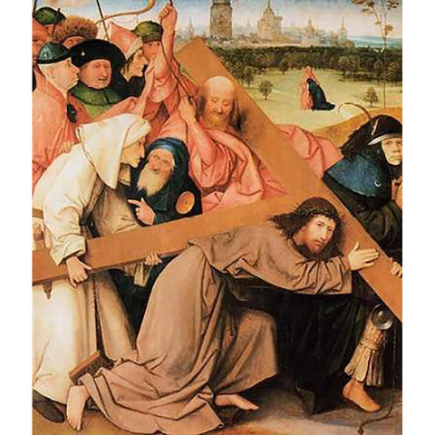 Museumist Carrying The Cross White Modern Wood Framed Art Print by Bosch, Hieronymus