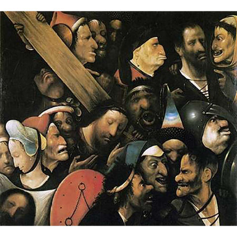 Museumist Carrying The Cross II White Modern Wood Framed Art Print by Bosch, Hieronymus