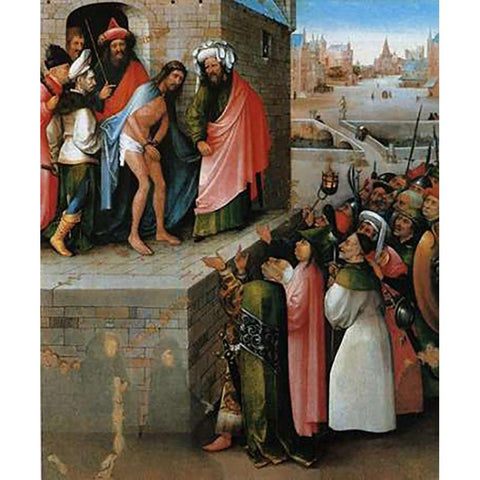 Ecce Homo Gold Ornate Wood Framed Art Print with Double Matting by Bosch, Hieronymus