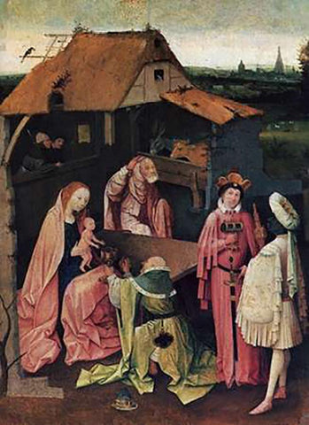 Epiphany Black Ornate Wood Framed Art Print with Double Matting by Bosch, Hieronymus