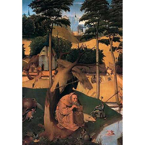 Saint Anthony Gold Ornate Wood Framed Art Print with Double Matting by Bosch, Hieronymus