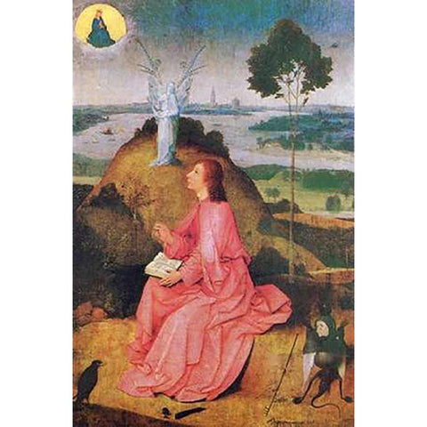 St John The Evangelist On Patmos Gold Ornate Wood Framed Art Print with Double Matting by Bosch, Hieronymus