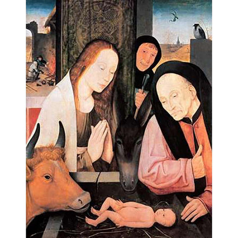 The Nativity Gold Ornate Wood Framed Art Print with Double Matting by Bosch, Hieronymus