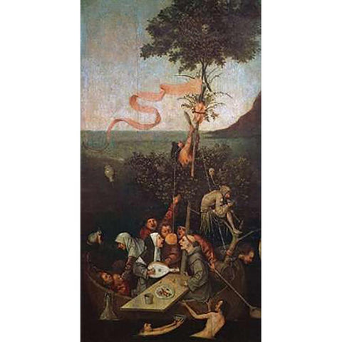 The Ship Of Fools Gold Ornate Wood Framed Art Print with Double Matting by Bosch, Hieronymus