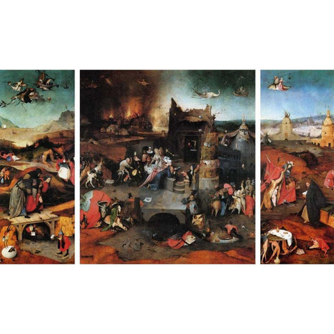 The Temptation Of St Anthony White Modern Wood Framed Art Print by Bosch, Hieronymus