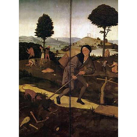 The Wayfarer Black Modern Wood Framed Art Print with Double Matting by Bosch, Hieronymus